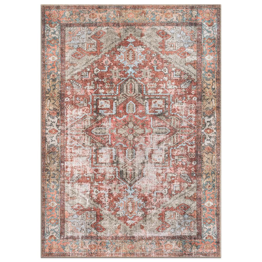 Amber Multi 10 ft. x 14 ft. Vintage Boho Medallion Machine Washable Non Slip Area Rug price history on PriceWatchPro