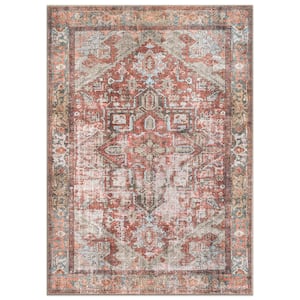 Amber Multi 7 ft. 7 in. x 9 ft. 6 in. Vintage Boho Medallion Machine Washable Non Slip Area Rug