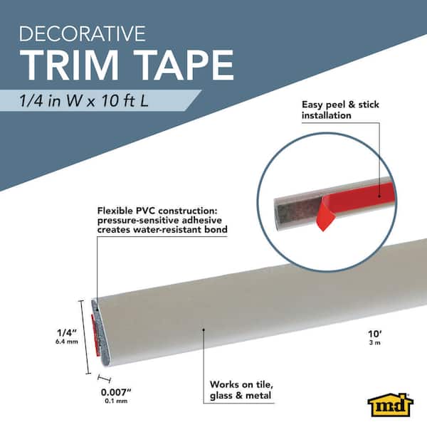 Satin Nickel 1/4 in. Decorative Trim Tape 10 ft.