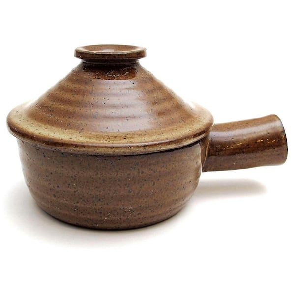 12 oz. Stoneware Microwave Cooker Ceramic Finish Domed Lid Chimney Design Cool Handle Quick Cooking Bowl