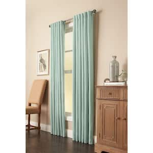 Mist Faux Linen Back Tab Room Darkening Curtain - 50 in. W x 84 in. L