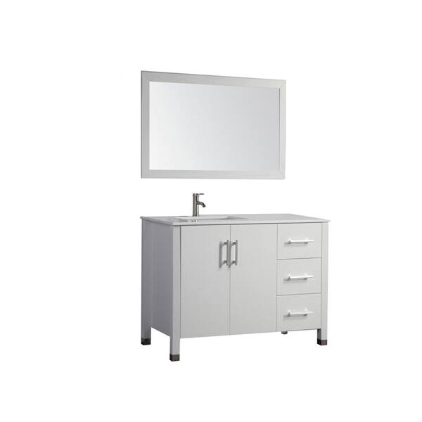 MTD Vanities Monaco 40 in. W x 22 in. D x 36 in. H Vanity in White with Vanity Top in White with White Left Offset Basin