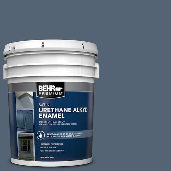5 gal. #T17-17 Midnight Show Urethane Alkyd Satin Enamel Interior/Exterior Paint