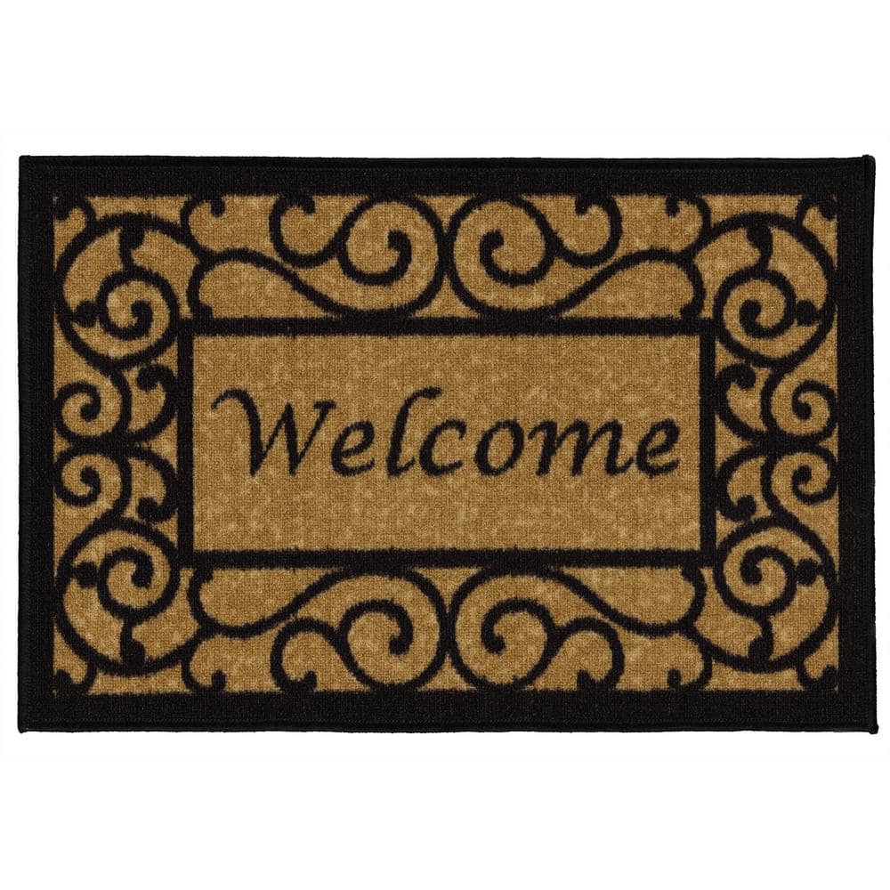 Mascot Hardware Non-Slip Rubber Back Floral Border Design 28x18 Indoor/Outdoor Doormat - Style 2