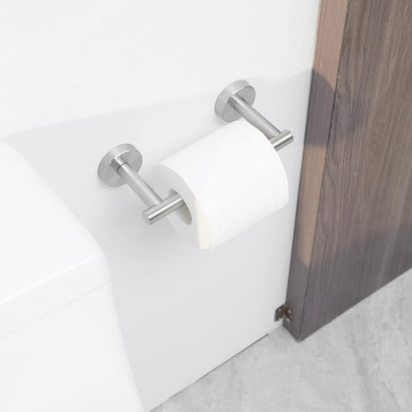 HOMHII Sus 304 Stainless Steel Toilet Paper Holder Wall Mount Double Post  Pivoting Brushed Nickel Toilet Paper Holder,Bathroom Toilet Paper Holders