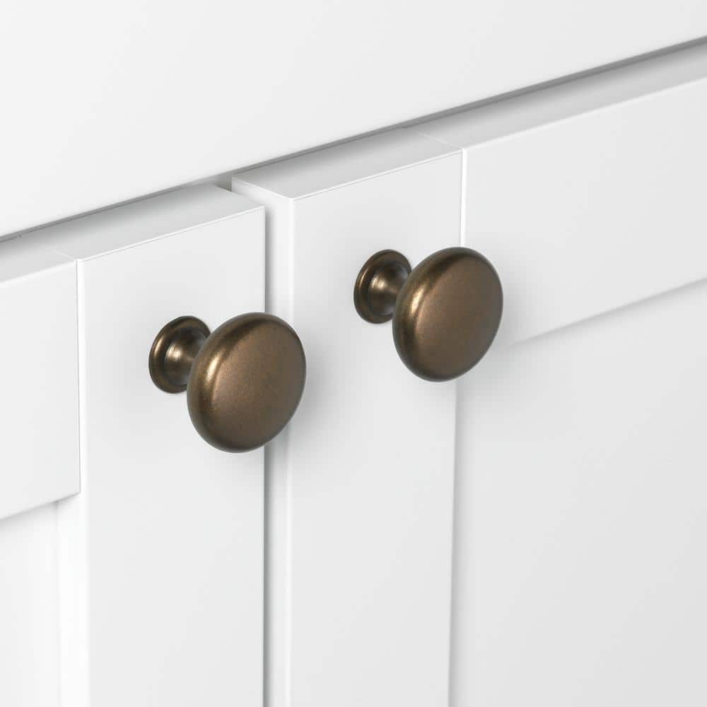 Antique Brass Round Cabinet Knobs with Mounting Hardware