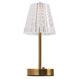 13 in. Modern Crystal Table Lamp w/ Gold Base and USB Charging Port Task and Reading Lamp for Bedroom Living Room