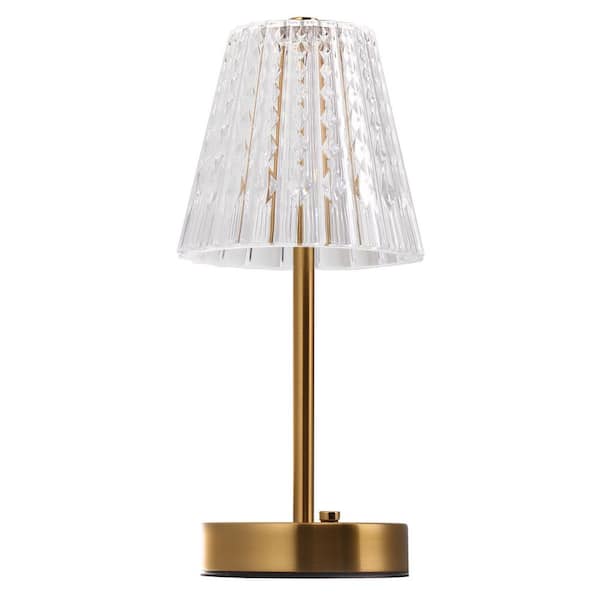 YANSUN 13 in. Modern Crystal Table Lamp w/ Gold Base and USB Charging Port Task and Reading Lamp for Bedroom Living Room