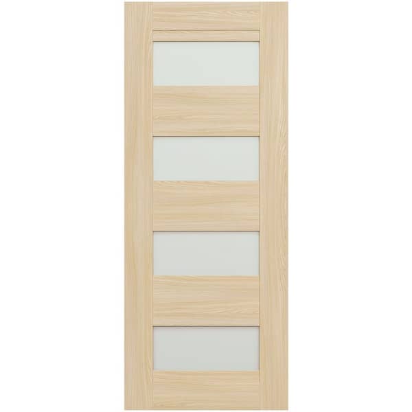 Belldinni Vona 07-08, 30 in. x 83.25 in. No Bore 4-Lite Frosted Glass Loire Ash Composite Wood Interior Door Slab