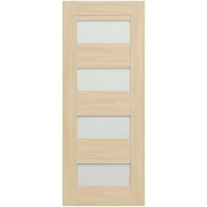 Vona 07-08 18 in. x 96 in. No Bore 4-Lite Frosted Glass Loire Ash Composite Wood Interior Door Slab