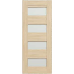 Vona 07-08, 30 in. x 95.25 in. No Bore 4-Lite Frosted Glass Loire Ash Composite Wood Interior Door Slab