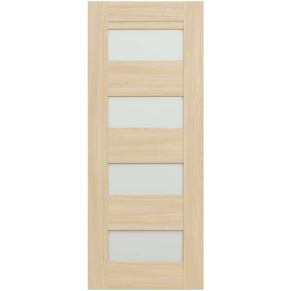 Vona 07-08, 30 in. x 95.25 in. No Bore 4-Lite Frosted Glass Loire Ash Composite Wood Interior Door Slab