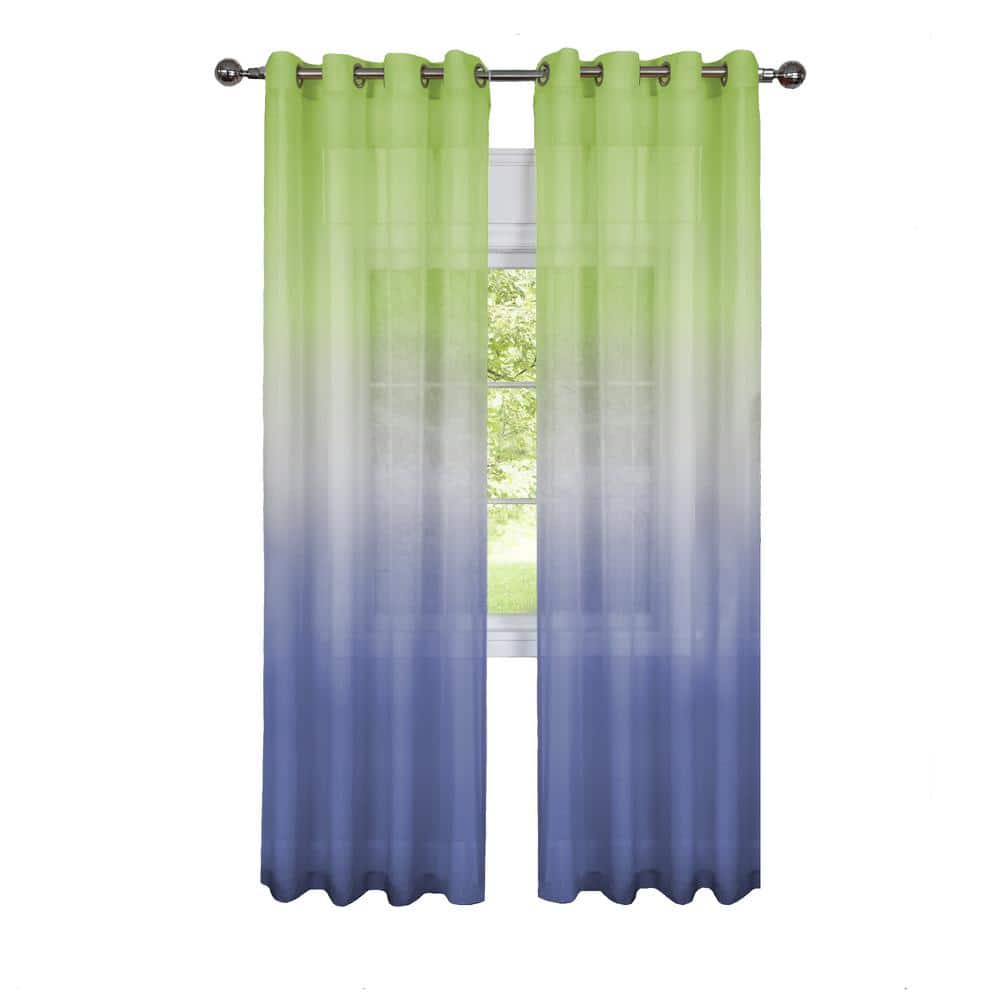 Grey and Yellow Ombre Sheer Grommet Curtain Panel