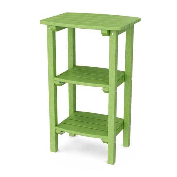 Wildridge Classic Lime Green HDPE Plastic Outdoor 3-Shelf Side Table