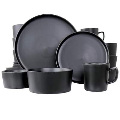 Luxmatte 20-Piece Black Stoneware Dinnerware Set (Service for 4)