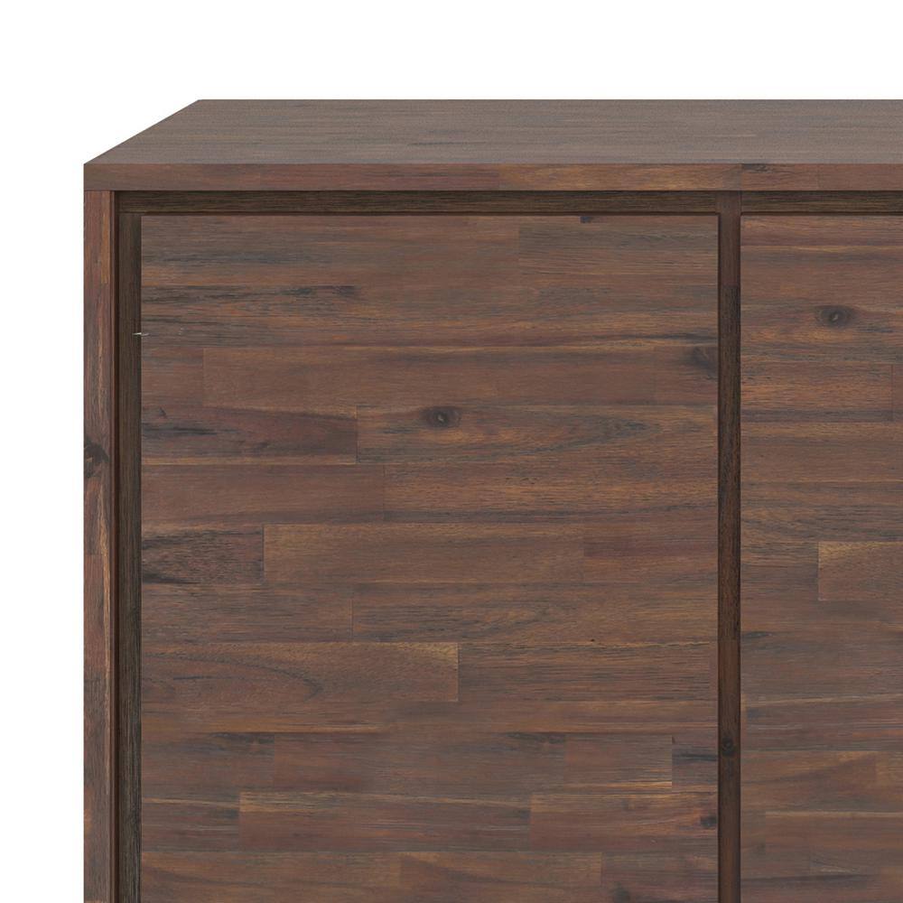 Lowry 66'' Distressed Charcoal Solid Acacia & Metal Sideboard