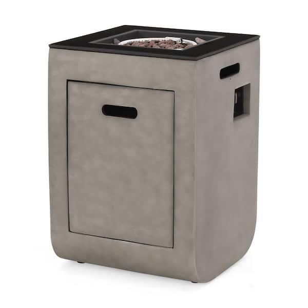 Boosicavelly 19.5 in. W x 28.5 in. H Square Gas-Burning Fire Pit in Gray