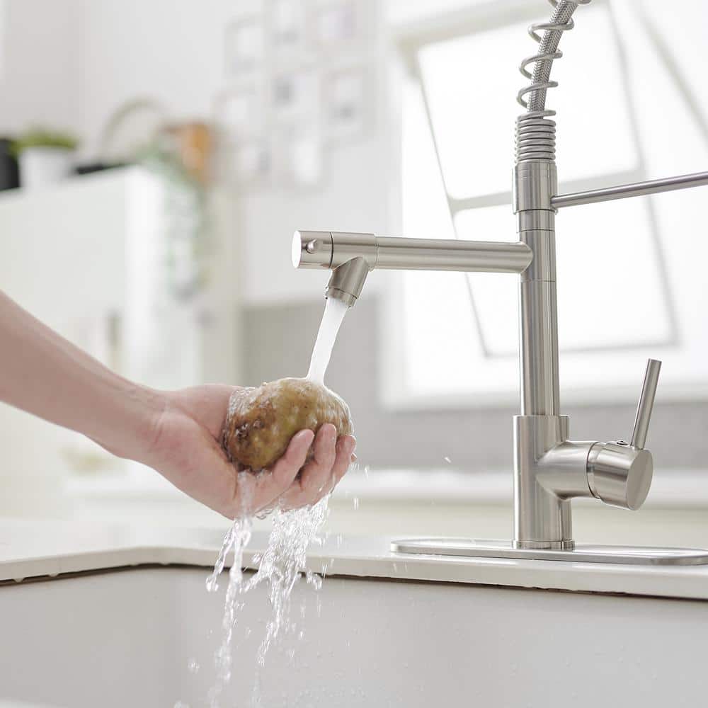 Brushed Nickel Single Handle Pull Down Kitchen Faucet