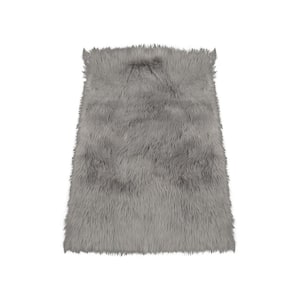 Light Grey 5 ft. x 7 ft. Ultra Soft Fluffy Faux Fur Sheepskin Area Rug for Bedroom Bedside and Living Room