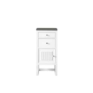 Athens 15.0 in. W x 15 in.D x 33.3 in. H Vanity Side Cabinet in Glossy White with Quartz Top in Grey Expo