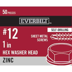 #12 x 1 in. Hex Head Zinc Plated Sheet Metal Screw (50-Pack)