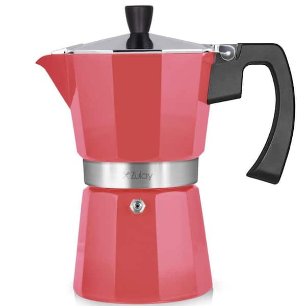 Zulay Kitchen 6-Cup Premium Moka Pot Stovetop Espresso Maker (Red)