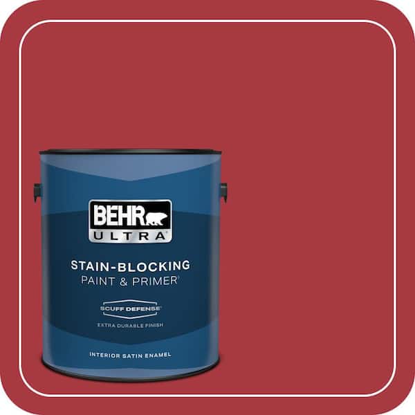 BEHR ULTRA 1 gal. #BXC-03 Scarlet Extra Durable Satin Enamel Interior Paint & Primer