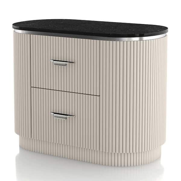 Addy Light Gray 2-Drawer 28.5 in. W Nightstand