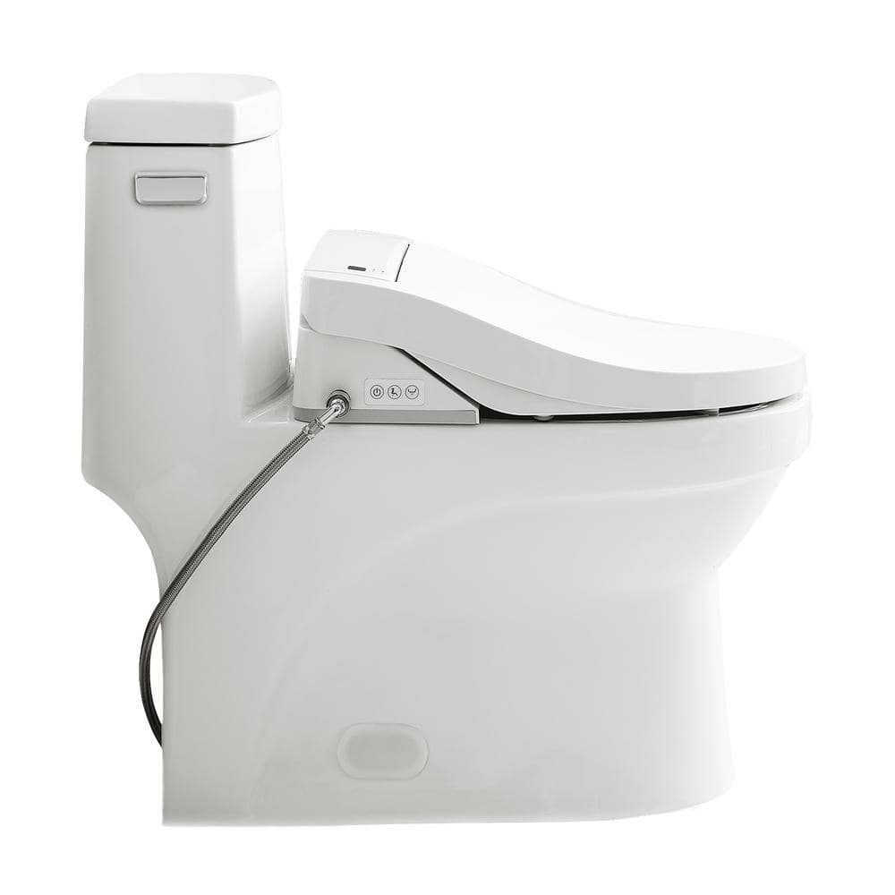 Elongated Glossy White Dual Flush Smart Toilet