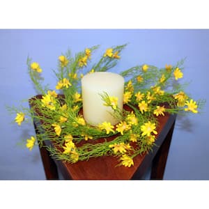 15 in. Spring Yellow Flower Candle Holder