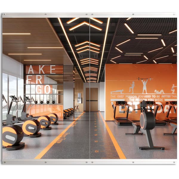 72 in. W x 60 in. H Modern Rectangle Frameless Wall-Mounted Gym Mirror Dance Mirror