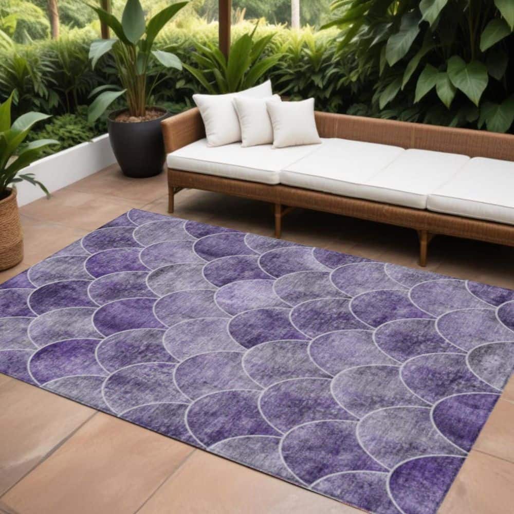 Purple, Lilac, Lavender 9 ft. x 12 ft. Woven Abstract Polyester Rectangle Indoor / Outdoor Area Rug price history on PriceWatchPro