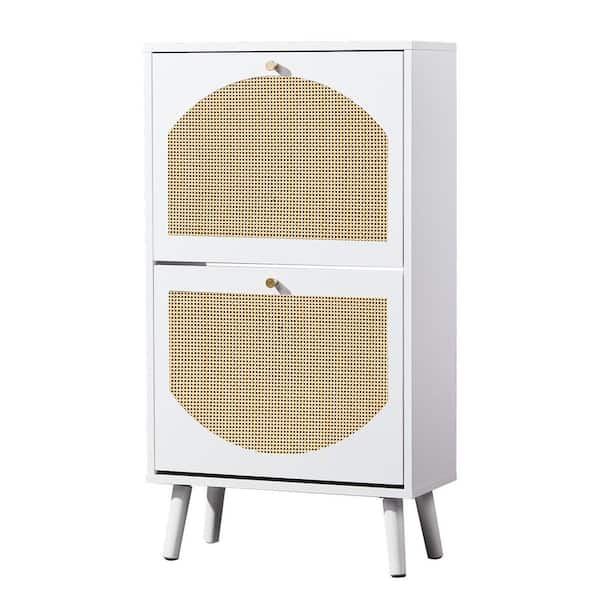 38. 58in. H x 21. 26in. W White MDF Shoe Storage Cabinet