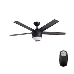 Merwry 52 in. Integrated LED Indoor Matte Black Ceiling Fan with HubSpace Remote Control Works with Google and Alexa