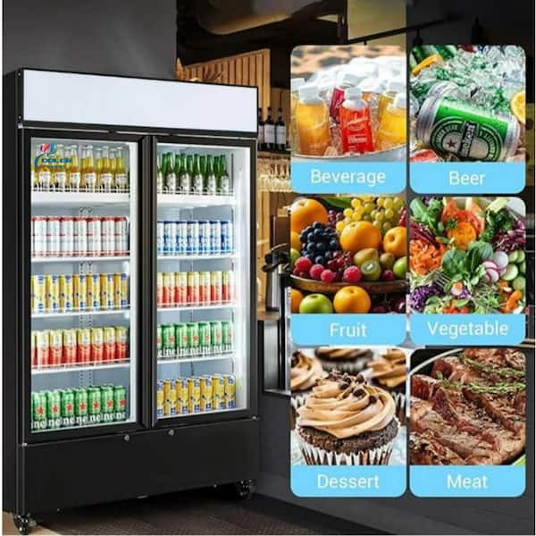 NSF 39 in. 21.2 cu. ft. Commercial Two Door Merchandiser Refrigerator in Black