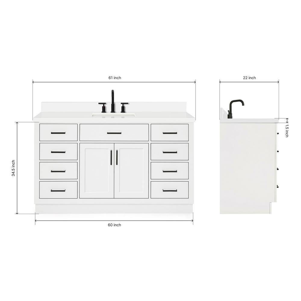 Hepburn 61" White Freestanding Single Basin Vanity Set