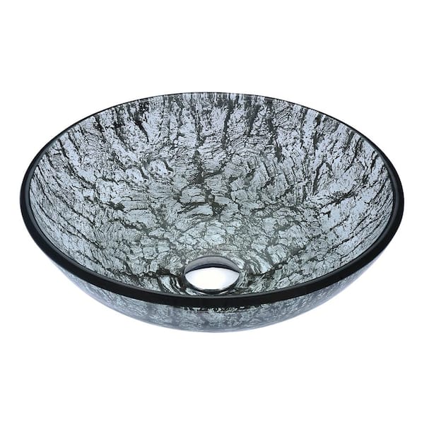 Posh Series Deco-Glass Vessel Sink in Brushed Silver Posh Series Deco-Glass Vessel Sink in Brushed Silver