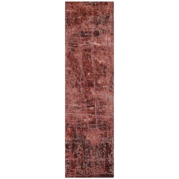 HomeRoots Merlot 2 ft. x 8 ft. Woven Abstract Runner Indoor/Outdoor ...