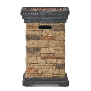 Chesney 19.50 in. x 29.00 in. Square Stone MGO Outdoor Patio Fire Pit - 40,000 BTU
