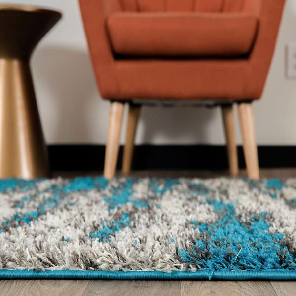 World Rug Gallery Turquoise 5 ft. x 7 ft. Modern Abstract Design 