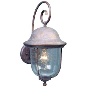 Rhodes Collection 1-Light Prairie Rock Outdoor Wall Lantern Sconce with Seedy Glass Shade
