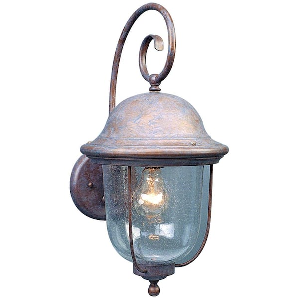 Volume Lighting Rhodes Collection 1-Light Prairie Rock Outdoor Wall Lantern Sconce with Seedy Glass Shade