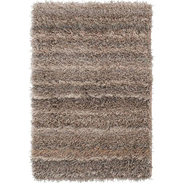 TrafficMaster Grey Stripe Shag Doormat 2 ft. x 4 ft. Accent Rug