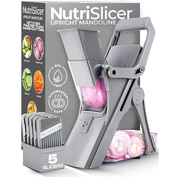 As Seen on TV Nutri Slicer Mandoline 5-in-1 Multi-Functional Portable Countertop Kitchen Mandoline in Pastel Grey