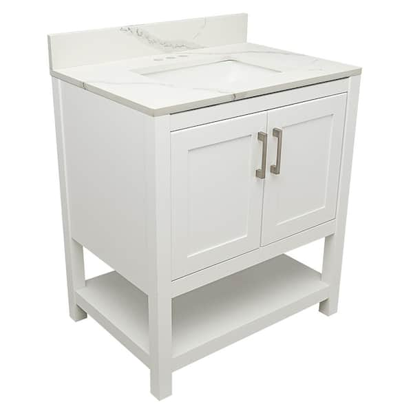 Amluxx Tufino 31 In W X 22 In D Bath Vanity In White With Quartz Stone Vanity Top In 0957