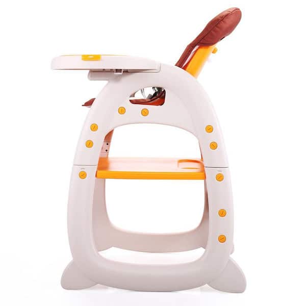 Siavonce Yellow Multipurpose Adjustable Plastic Highchair Children's dining chair with Feeding Tray and Safety Buckle