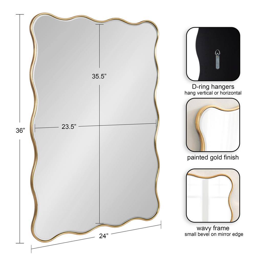 Viona 24" x 36" Gold Scalloped Edge Vanity Mirror