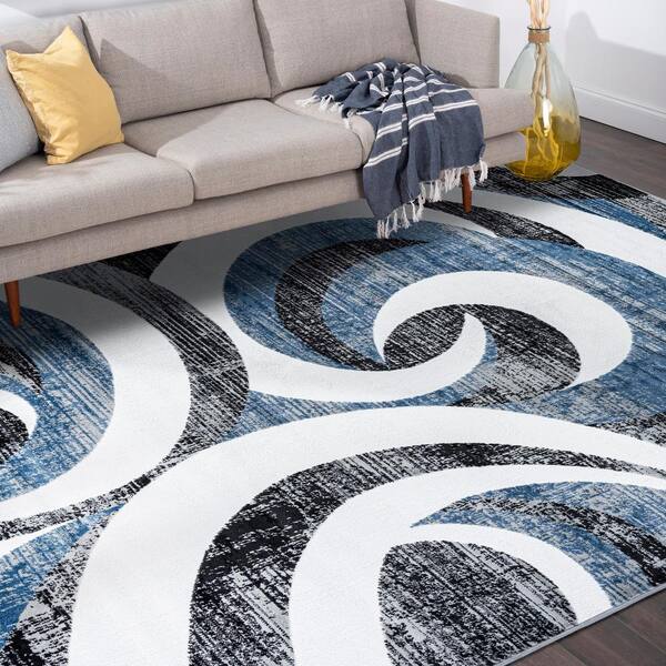 MODERN NEW AREA RUGS 5x8 RUGS CARPET FLOORING- RUG-GREY BLACK WHITE 