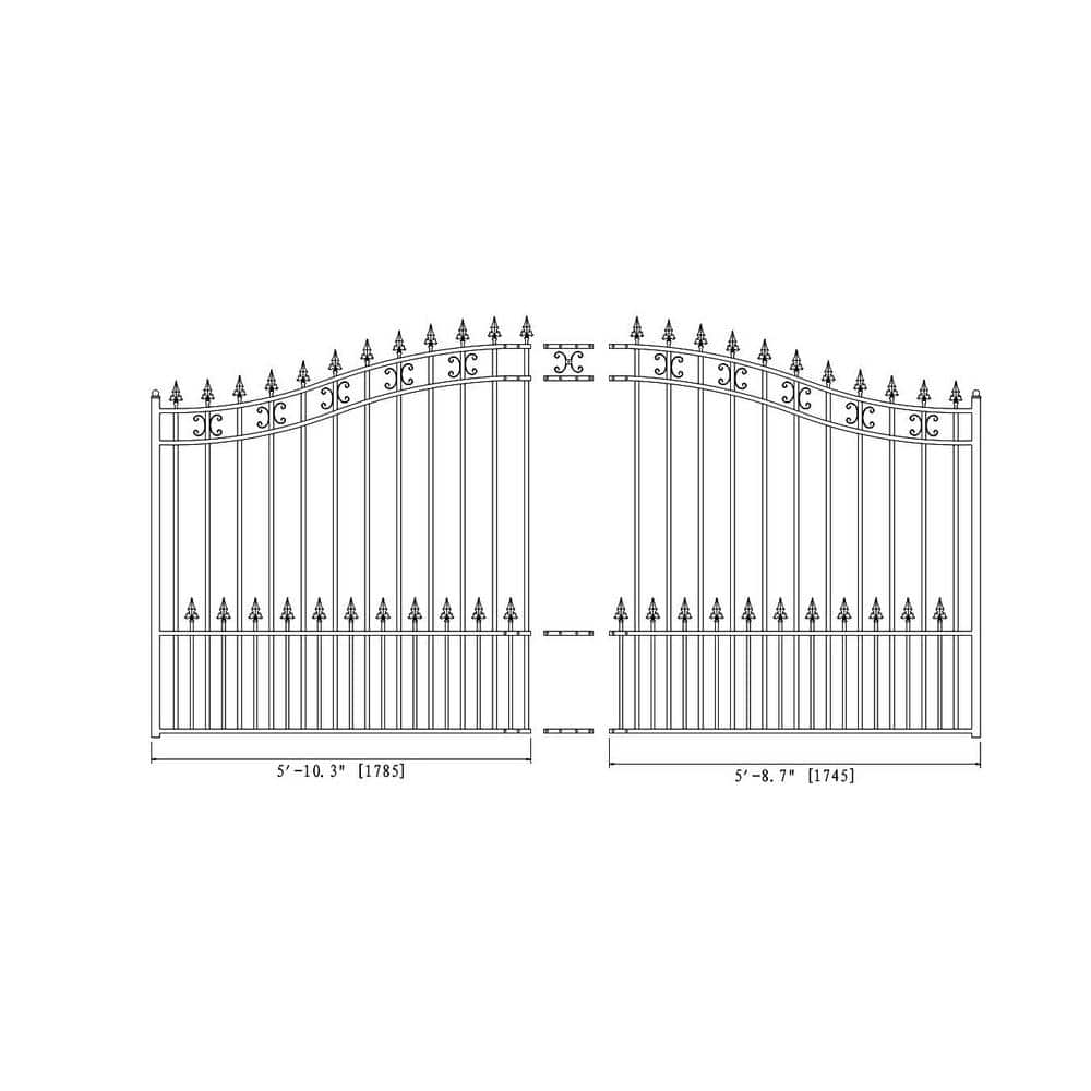 Black Steel Arched Sliding Driveway Gate with Pointed Pickets