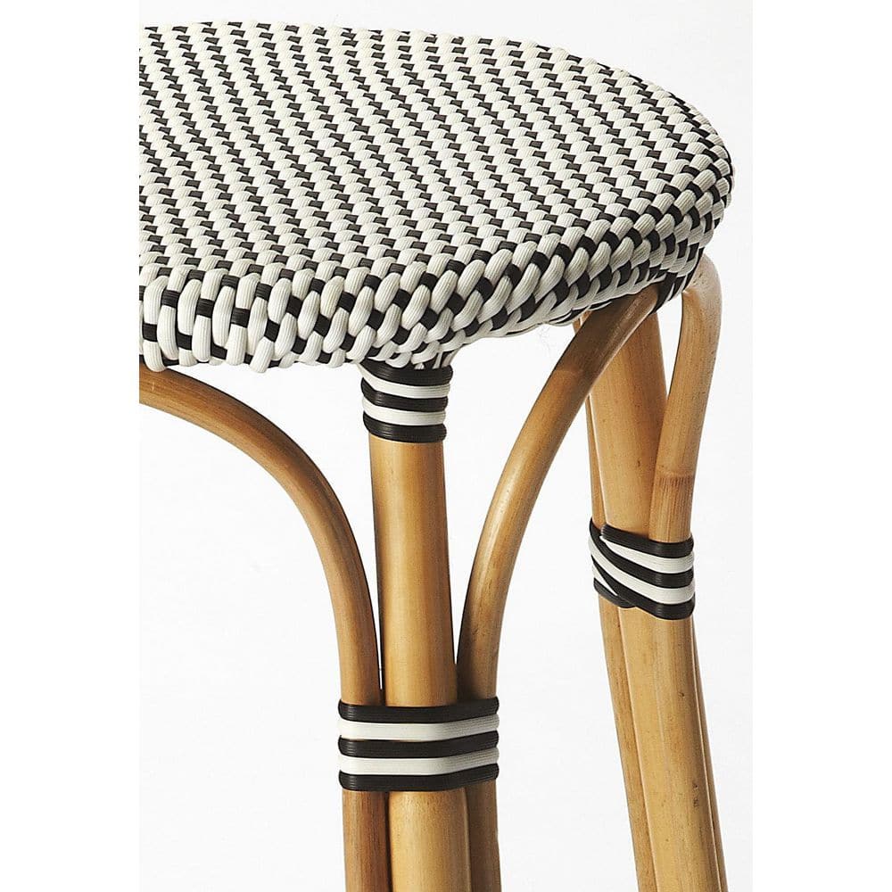 Mediterranean Coastal Bistro Black and White Acrylic Counter Stool